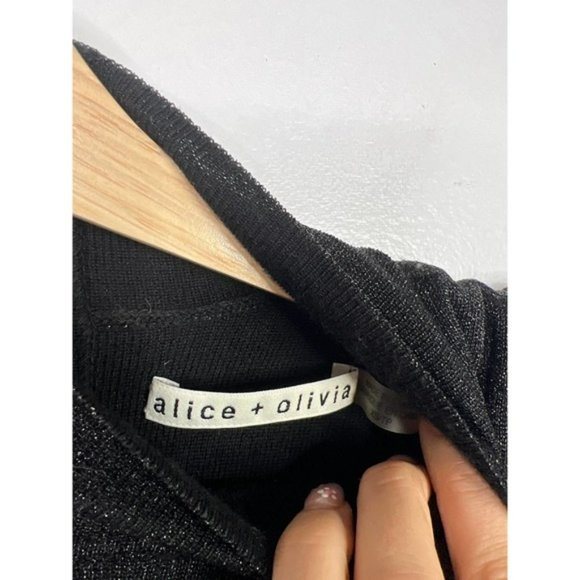 Alice + Olivia Issa Metallic Turtleneck Mini Dress Women's Black Size: XS NWOT - Picture 5 of 9